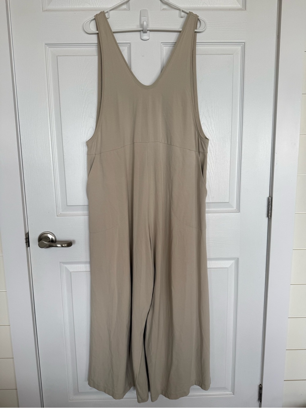 Ana and Zac one piece jumpsuit loose fit Pima cotton pockets wide leg beige